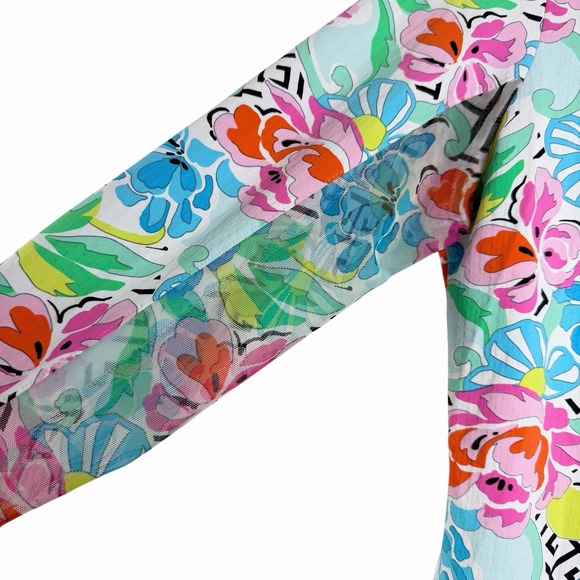 IBKUL Women's Hera Floral Print UPF 50 Size M Mock Neck Zip Top Golf Tennis - Picture 5 of 10